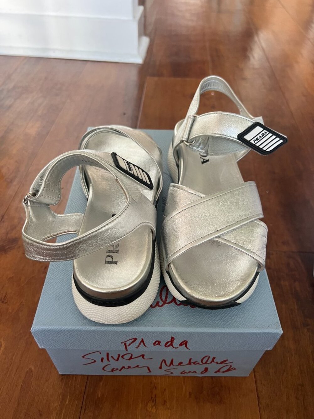 Vintage Prada Calzature Donna Sandals (Silver) - Picture 5 of 7